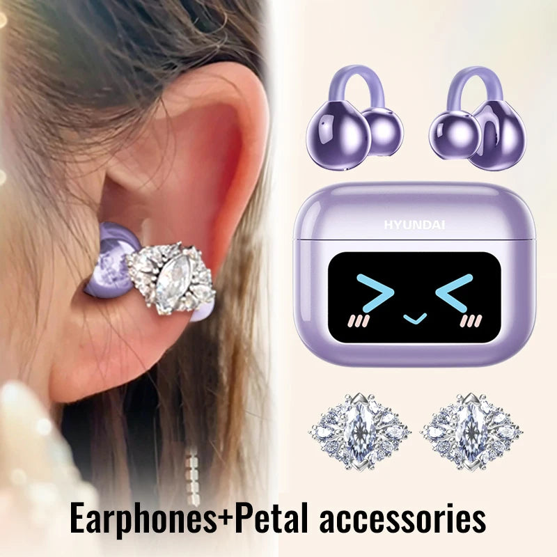 Choice HYUNDAI M100 Open Ear Gaming Earphones Sport Wireless Earbuds TWS Headset Hifi Sound Headphones With Mic For Android IOS