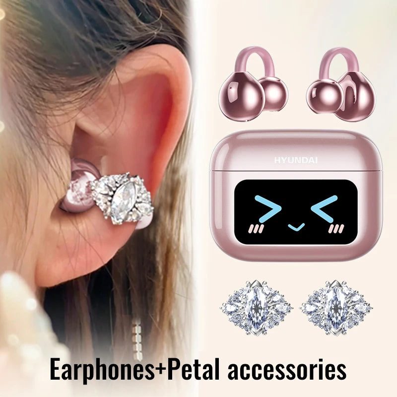 Choice HYUNDAI M100 Open Ear Gaming Earphones Sport Wireless Earbuds TWS Headset Hifi Sound Headphones With Mic For Android IOS