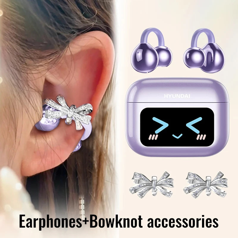 Choice HYUNDAI M100 Open Ear Gaming Earphones Sport Wireless Earbuds TWS Headset Hifi Sound Headphones With Mic For Android IOS