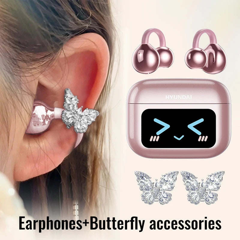 Choice HYUNDAI M100 Open Ear Gaming Earphones Sport Wireless Earbuds TWS Headset Hifi Sound Headphones With Mic For Android IOS