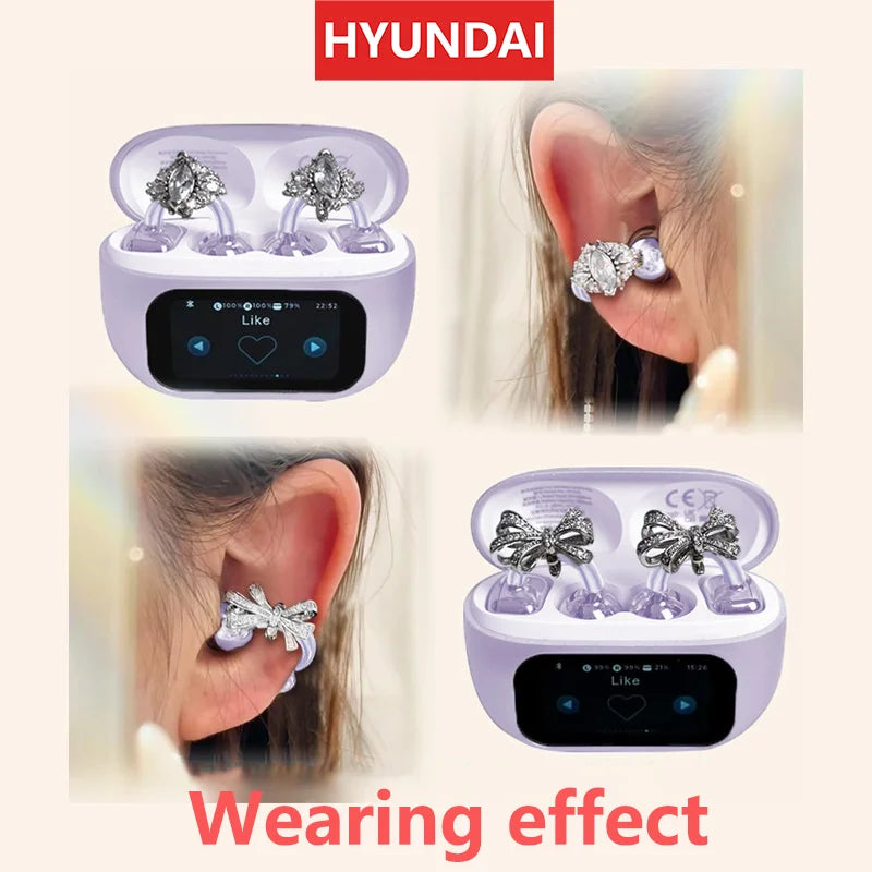 Choice HYUNDAI M100 Open Ear Gaming Earphones Sport Wireless Earbuds TWS Headset Hifi Sound Headphones With Mic For Android IOS