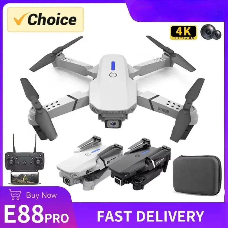 2025 New E88 Pro WIFI FPV Drone Wide Angle HD 4K/1080P Camera  Height Hold Foldable Quadcopter RC Helicopter Toy Gift