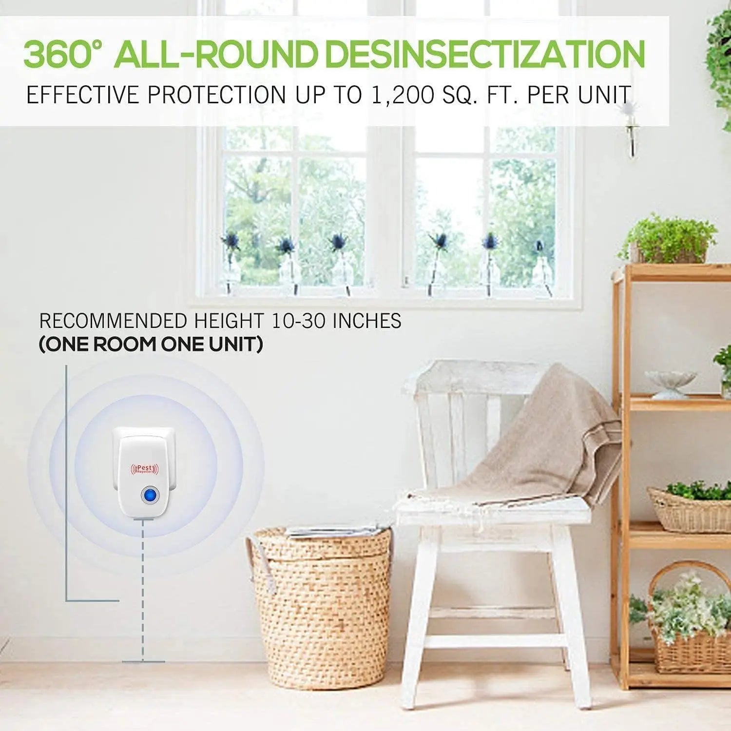 1Pc Ultrasonic Pest Repeller Plug in Pest Repellent Indoor for Flea Insects Mosquitoes Rats Mice Spiders Ants Roaches Bugs